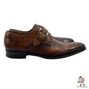 Magnanni Shoes Mens 9 Brown Leather Single Monk Strap Formal Marco II Dress